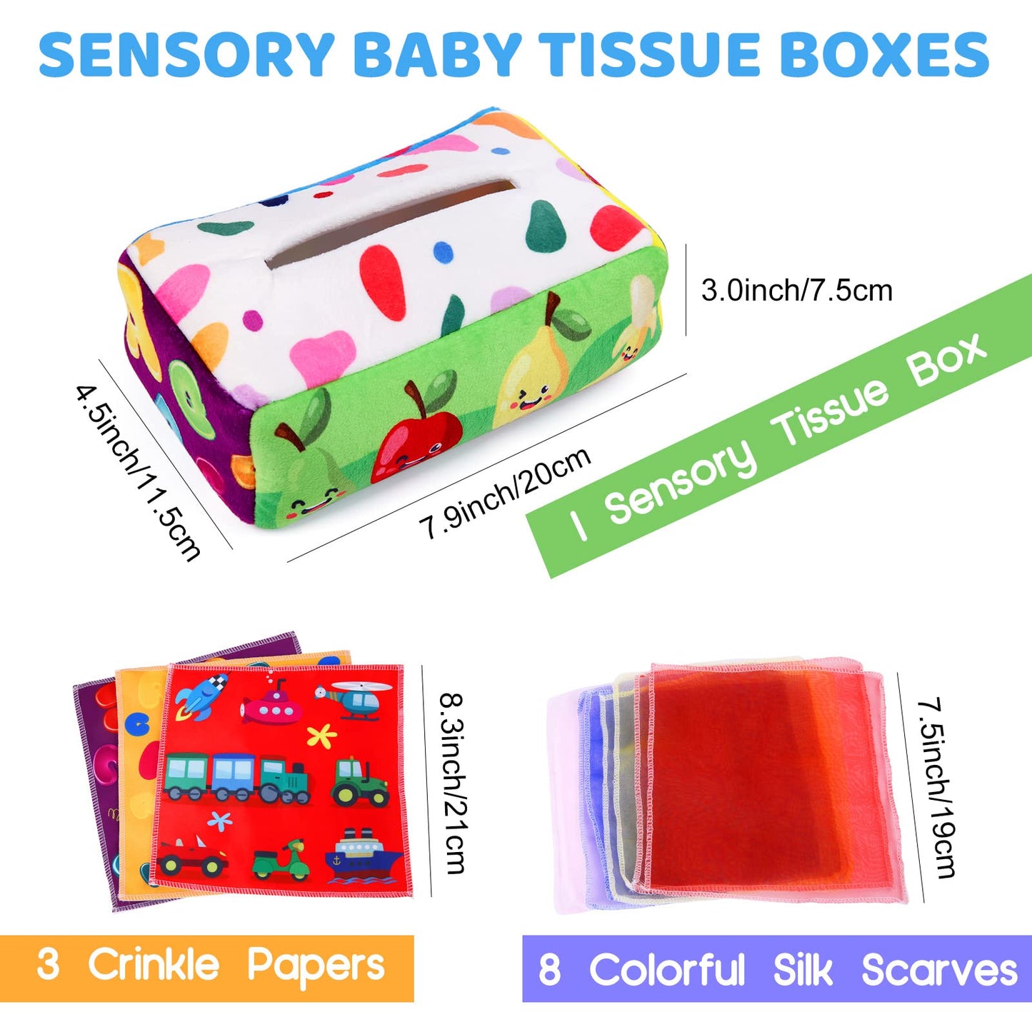 YOGINGO Baby Tissue Box Toy | Montessori Sensory Crinkle Toy for Infants 6–12 Months | Soft, High-Contrast Early Learning Gift