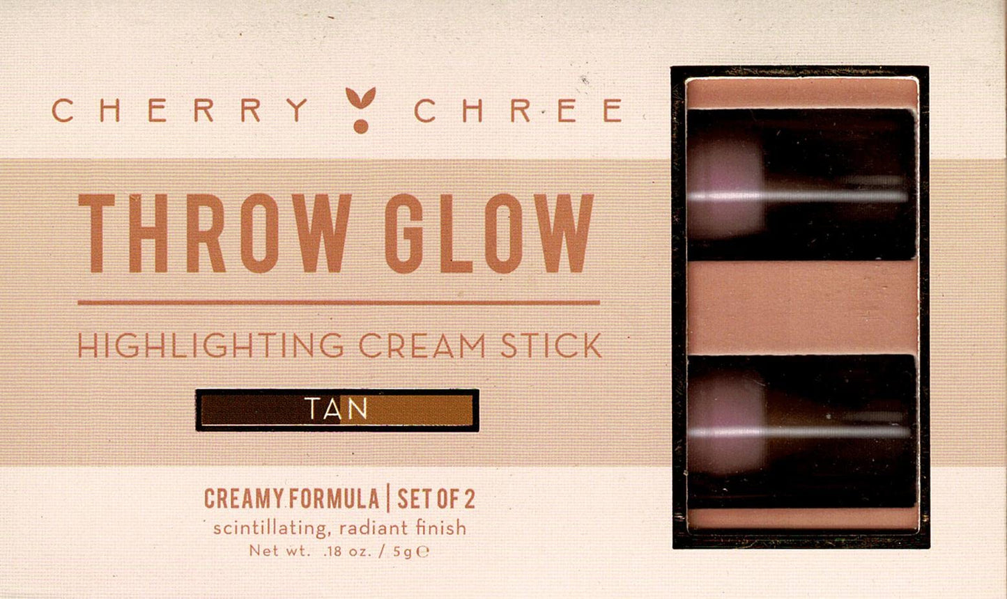 Cheery & Chree Throw Glow Highlighting Cream Stick (Tan) Creamy Formula (Set of 2 Pack)