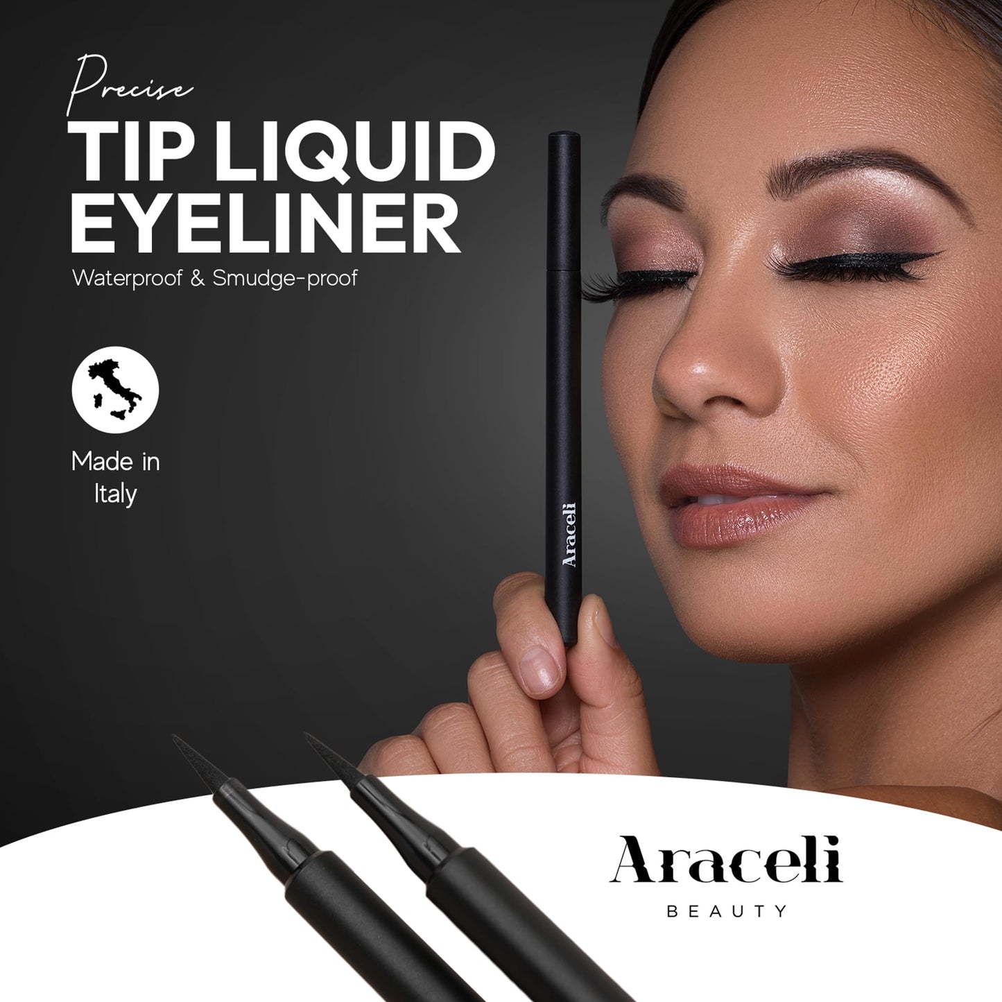 Aracelli Beauty Water Resistant Long-Lasting Eyeliner Pen - Precision Liquid Eye Liner with Smudge-Proof Formula - Easy Glide & Quick Dry - Perfect…