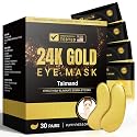 Taimand Under Eye Patches (30 Pairs), 24K Gold Under Eye Mask for Puffy Eyes, Dark Circles,Bags and Wrinkles with Collagen,Relieves Pressure