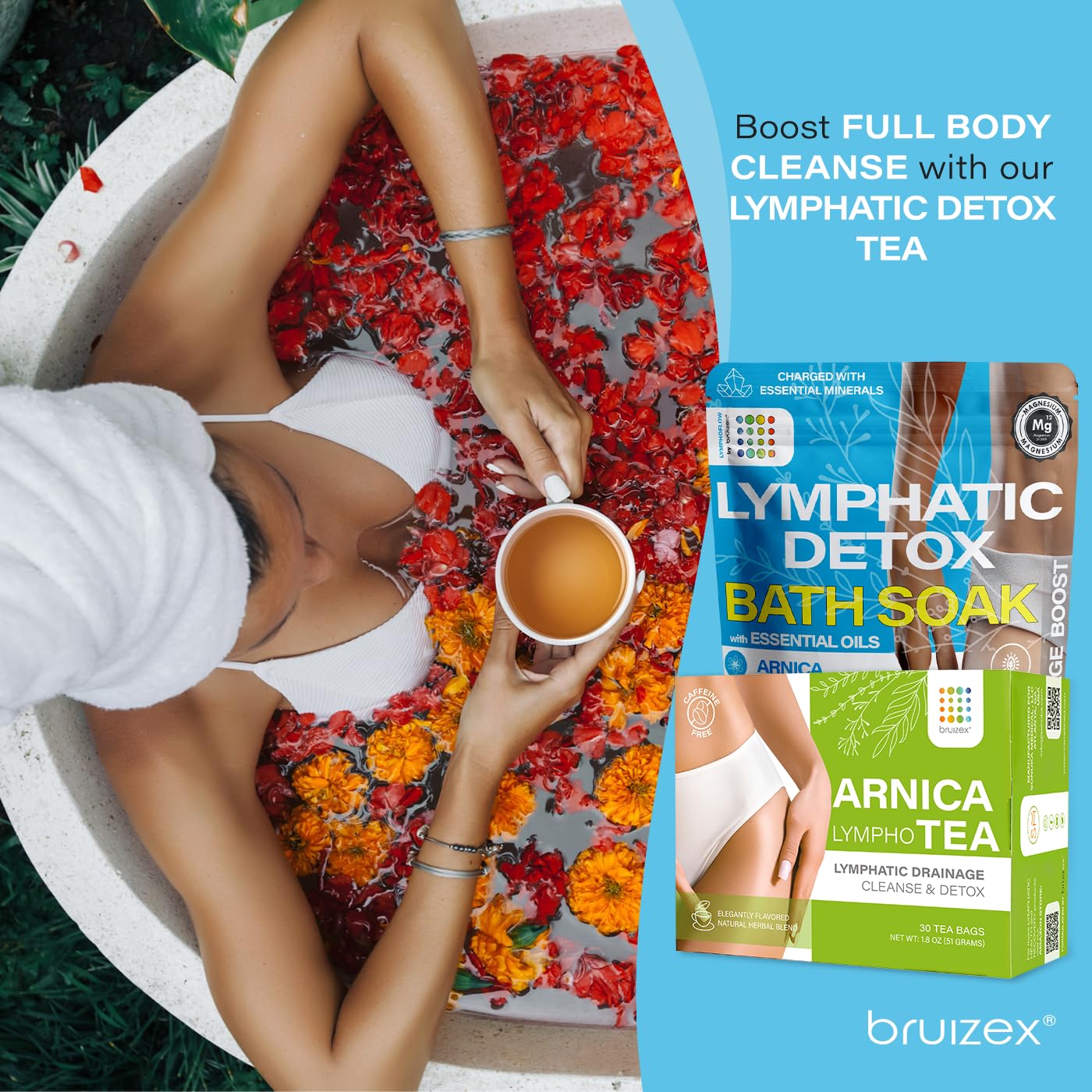 Bruizex Arnica Montana Bath Salts, Epsom Salt Bath Soak for Lymphatic Drainage & Body Detox, Magnesium Bath soak with Essential Oils, Bath Salts Beauty and Personal Care Bruizex