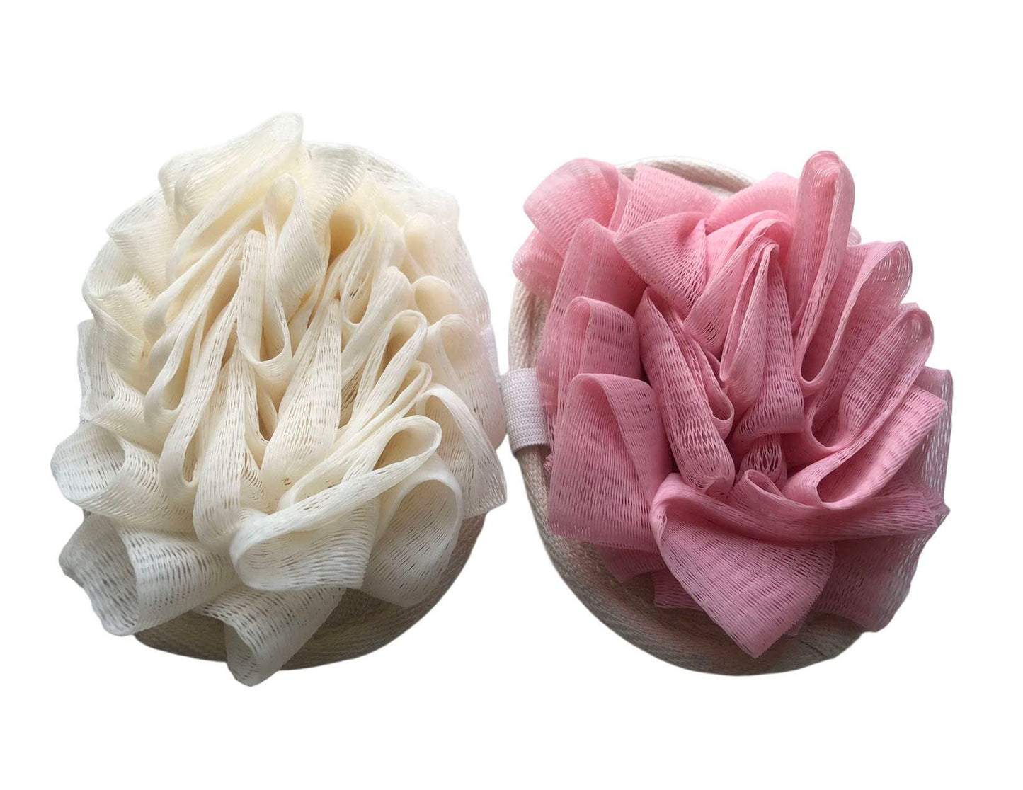 FOVOMA 2PCS Travel Body Natural Loofah Sponge,Mini Pink Loofah Travel Size, Eco Organic Loofah Sponge with Hand,Loofah Soft Sensitive Skin