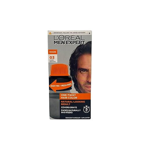 L’Oreal Paris Men Expert One Twist Mess Free Permanent Hair Color, Mens Hair Dye to Cover Grays, Easy Mix Ammonia Free Application, Dark Brown 03, 2