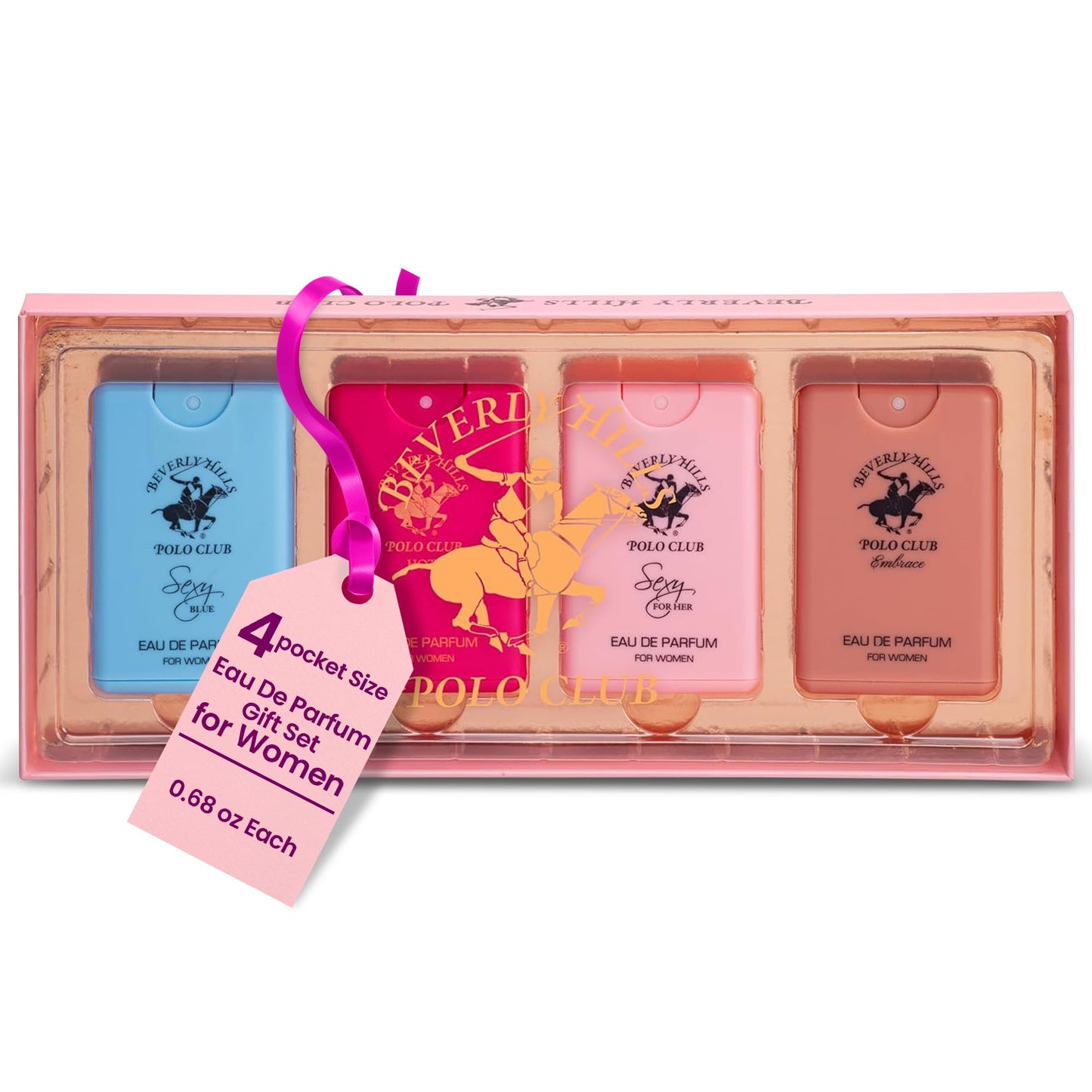 Beverly Hills Polo Club Women's Perfume Gift Set - 4 Piece Pocket Size Eau De Parfum Collection - Long-Lasting Scents for Her