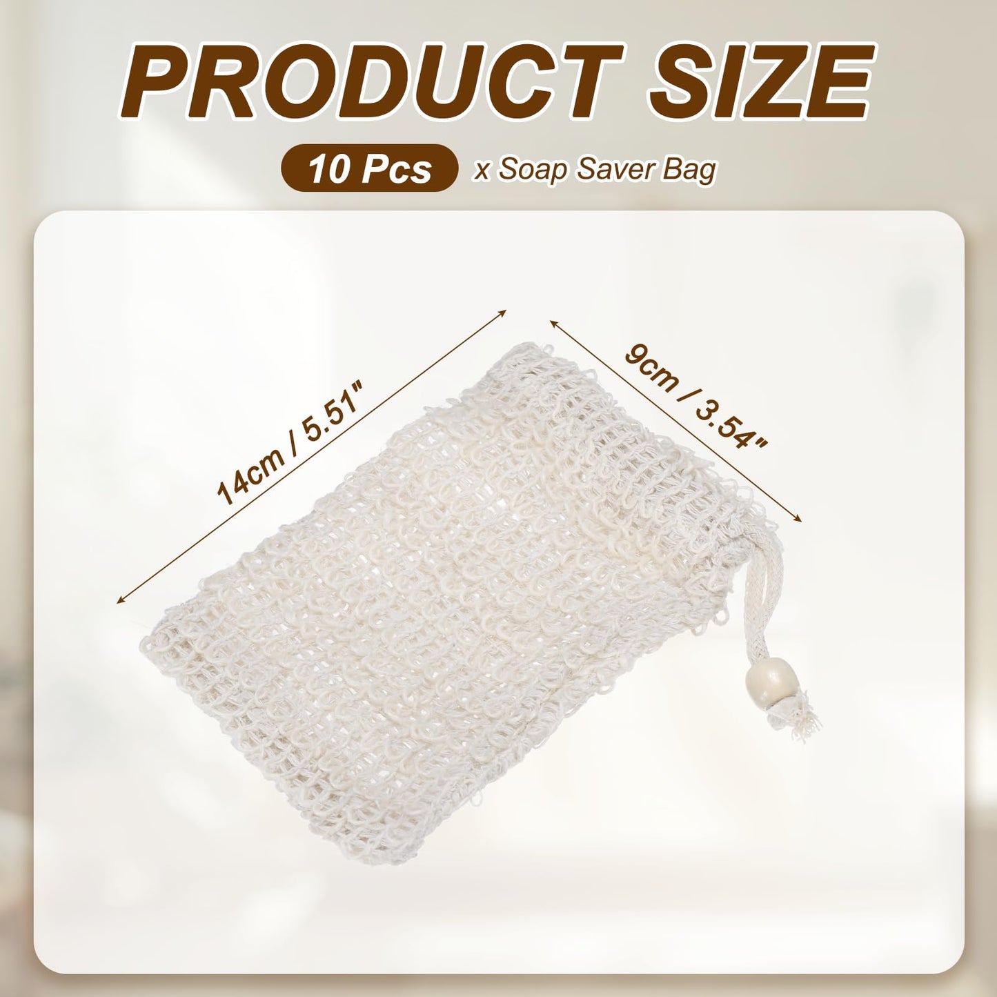 uxcell 10 Pcs Soap Saver Bag, 5.5"x3.5" Mesh Soap Bag with Drawstring White Wooden Bead Cotton Scrubber Pouch Exfoliating Net for Body Shower Foaming Beauty and Personal Care uxcell
