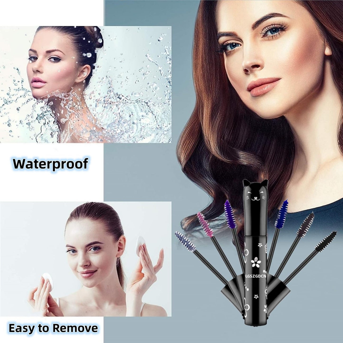 LGSZGDCN 6 Colors Mascara eyelash for Liquid Sensational Washable Thick And Waterproof Fast Dry Extensions Curling Lengthening Makeup Eye, Lifting