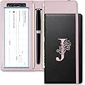 Kakurookie Letter Checkbook Cover, Rfid Blocking Duplicate Checks With Pen Holder, Cards Slots, Multi-Functional For Personal And Business (J)