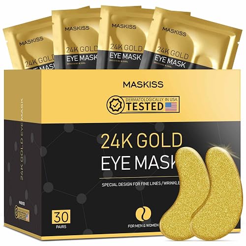 Maskiss 24k Gold Under Eye Patches (30 Pairs), Eye Mask, Collagen Skin Care Products, Eye Patches for Puffy Eyes, Eye Masks for Dark Circles