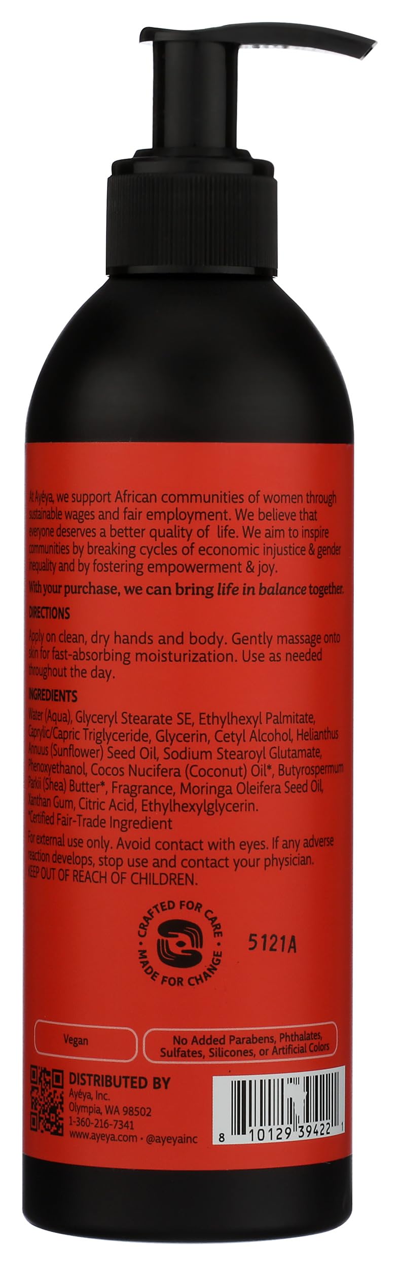 Ayeya Moisturizing Body Lotion - Joy - Cinnamon, Sandalwood & Vanilla Scent - Balancing Daily Lotion with Moringa Oil for Dry or Oily Skin - 12 Fl Oz