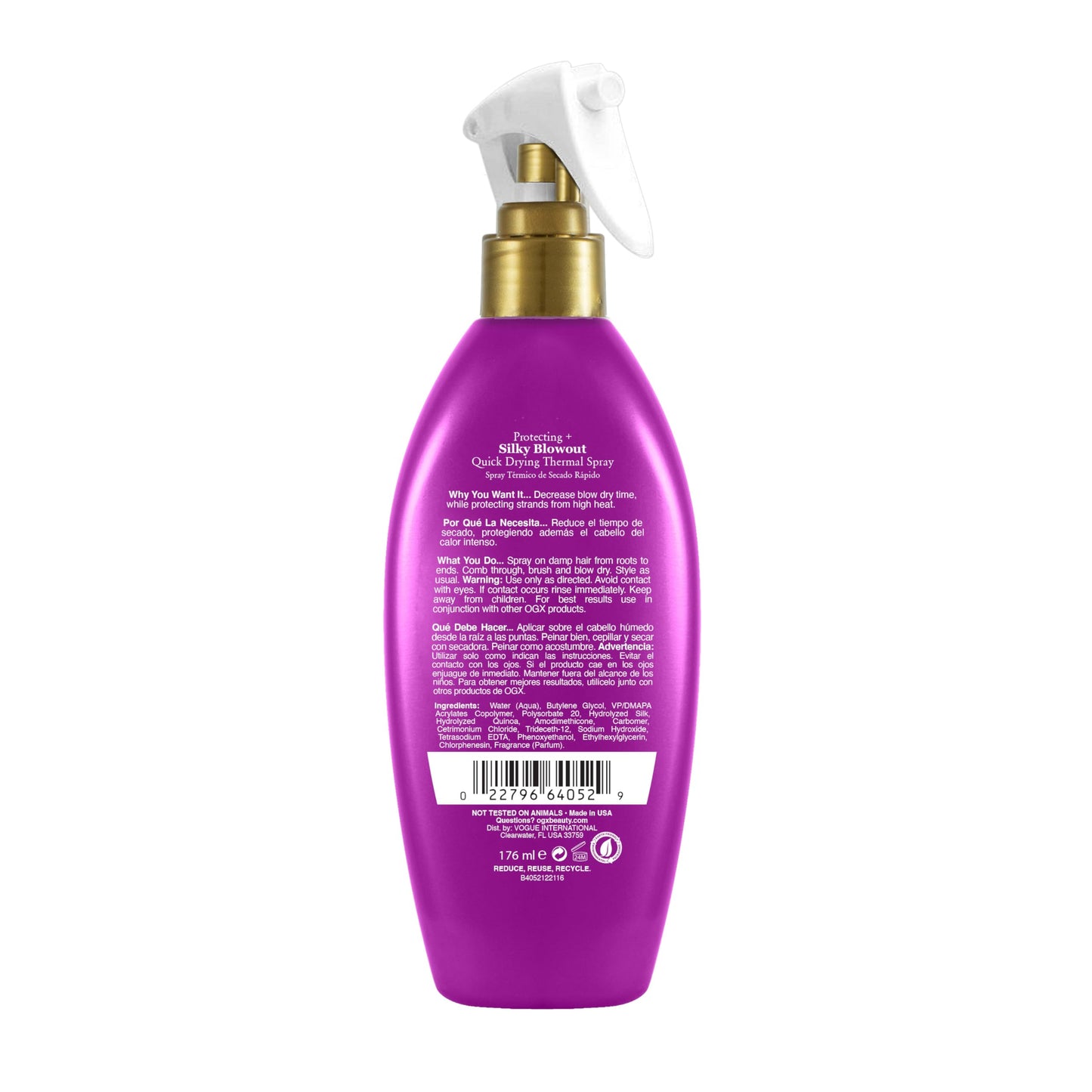 OGX Protecting + Silky Blowout Quick Drying Thermal Spray, 6 Fl Oz