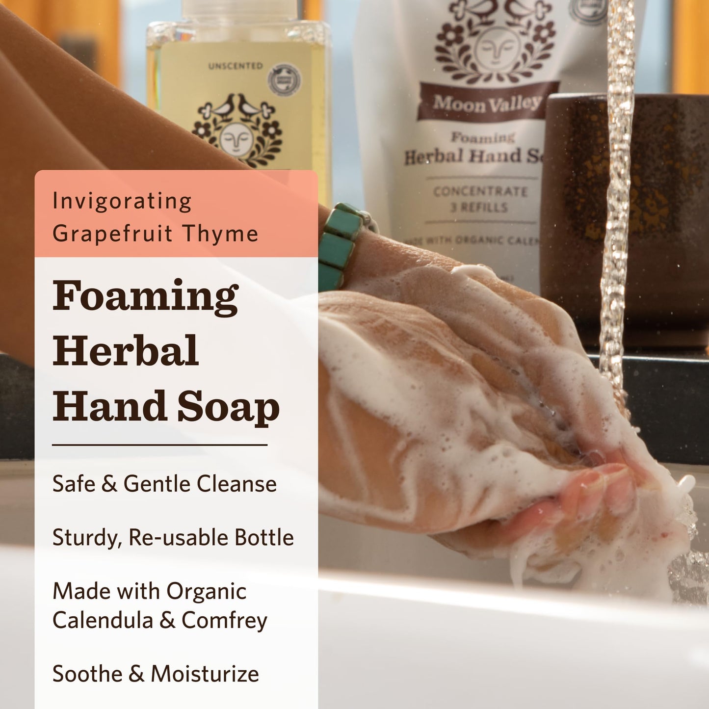 Moon Valley Herbal Foaming Hand Soap, Grapefruit Thyme 2 Pack, Vegan, Recyclable Bottle Beauty & Personal Care Moon Valley Organics