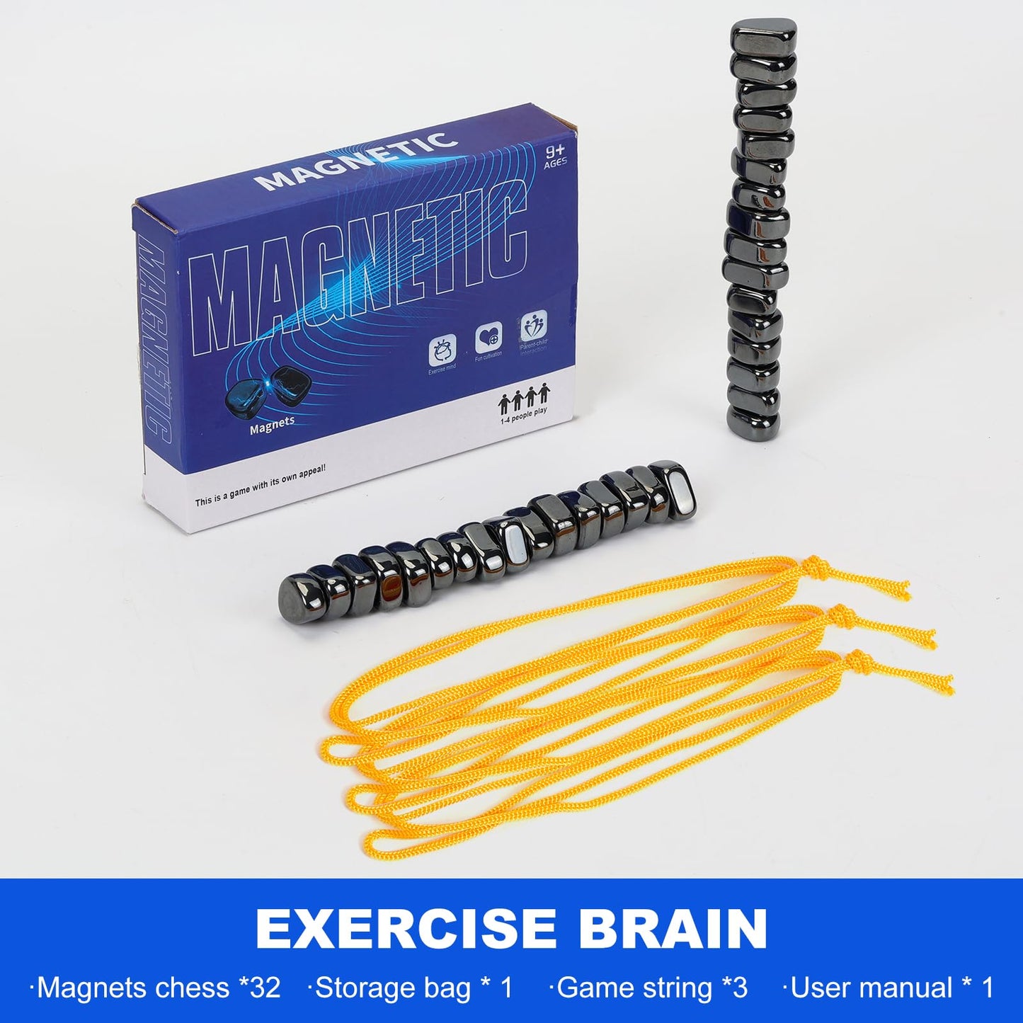 Magnetic Chess Set with 32 Travel-Stones, 3 String & Portable Storage Bag, Strategy Board Game for Family Game Night, Indoor Outdoor Use for Kids…