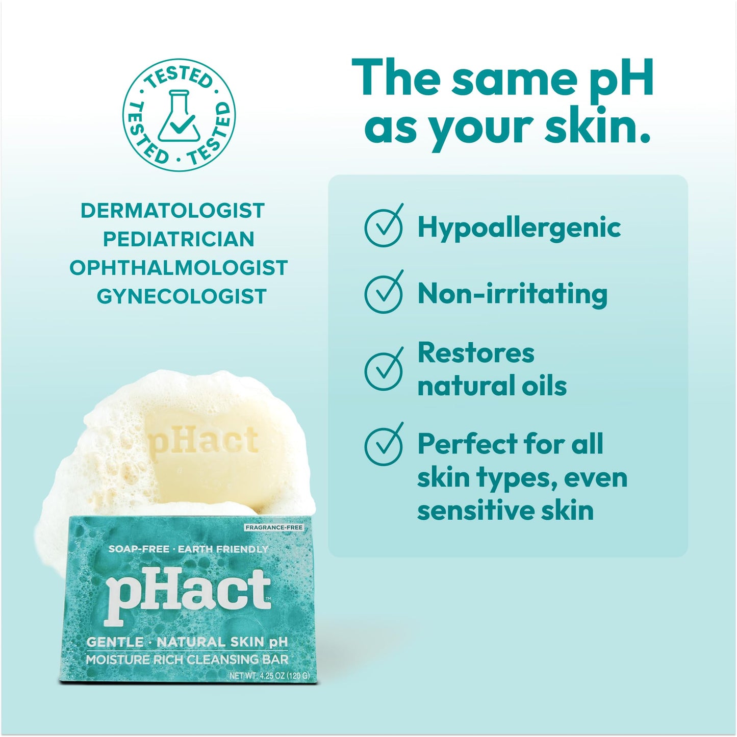 ANDREW LESSMAN pHact Moisture-Rich, Soap-Free Cleansing Bar. Natural Skin pH. Fragrance-Free. All Skin Types - Even Sensitive Skin. Hypoallergenic