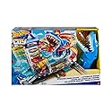 Hot Wheels City Toy Car Track Set, Attacking Shark Escape Playset with 1:64 Scale Vehicle, Multiple Levels, Kid-Powered Lift, Race to Escape, Storage