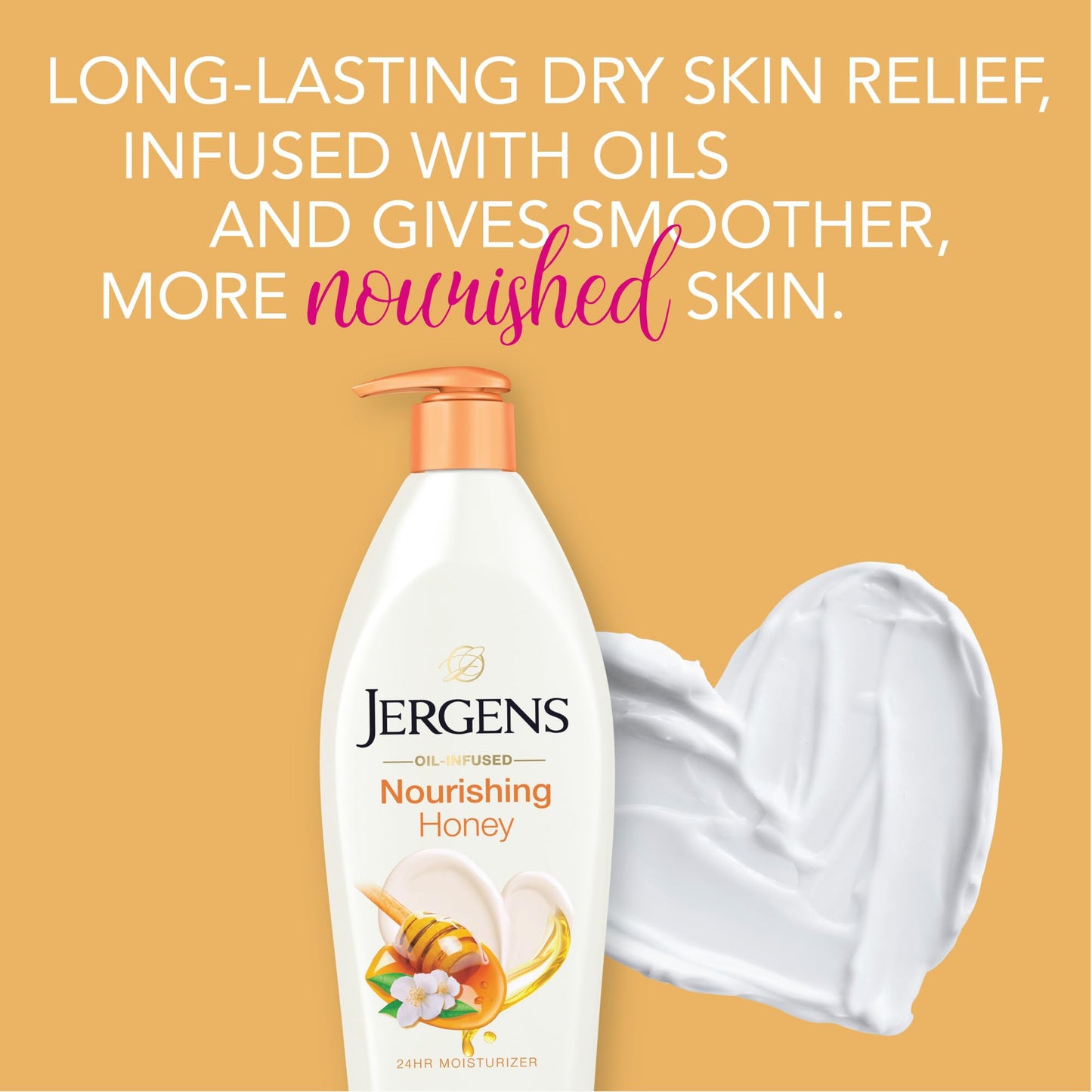 Jergens Nourishing Honey Dry Skin Moisturizer, with Illuminating Hydralucence Blend, Skin Nourishing Formula, Dermatologist Tested, 16.8 Oz, Pack of 4