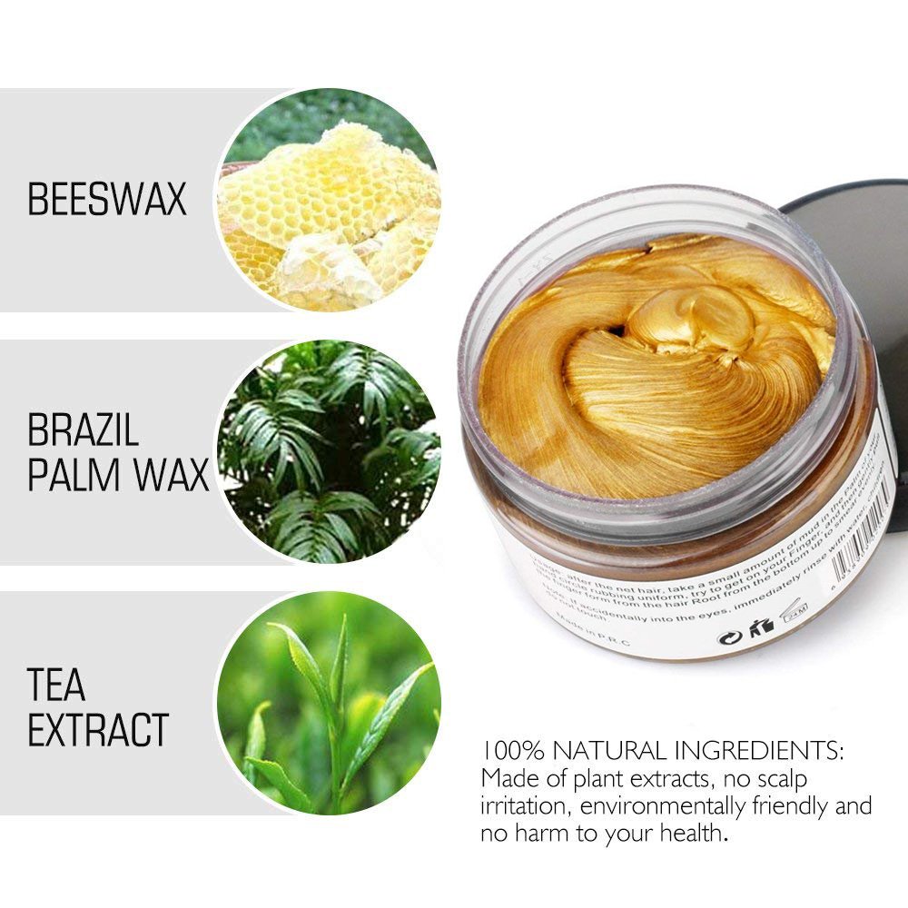 Hair Coloring Wax, Gold Disposable Instant Matte Hairstyle Mud Cream Hair Pomades for Kids Men Women to Cosplay Nightclub Masquerade Transformation