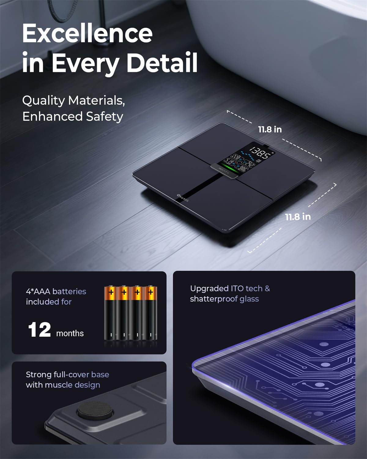 Ovutek Professional Smart Scale for Body Weight, BMI, Body Fat, Muscle Mass, Highly Accurate Body Composition Weighing Machine, Bathroom Digital…