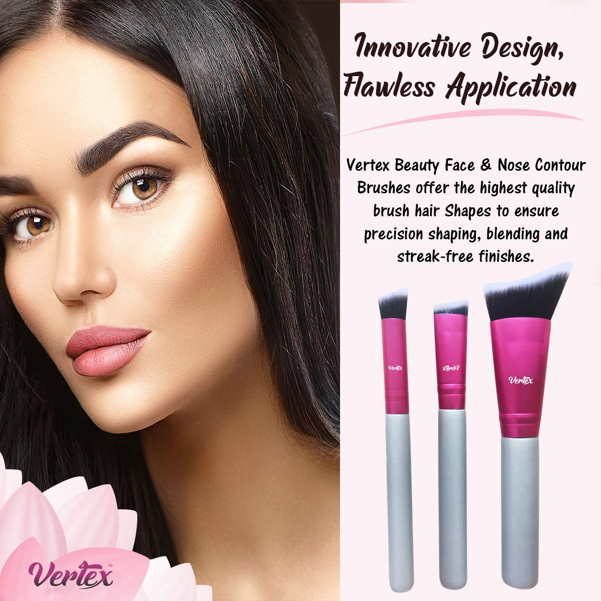 Nose Contour Brush Contouring Makeup Brush Set - Sculpting Blending Real Brush Hair Angled Blush Techniques Dramatic Cheekbones Highlighting Bronzer