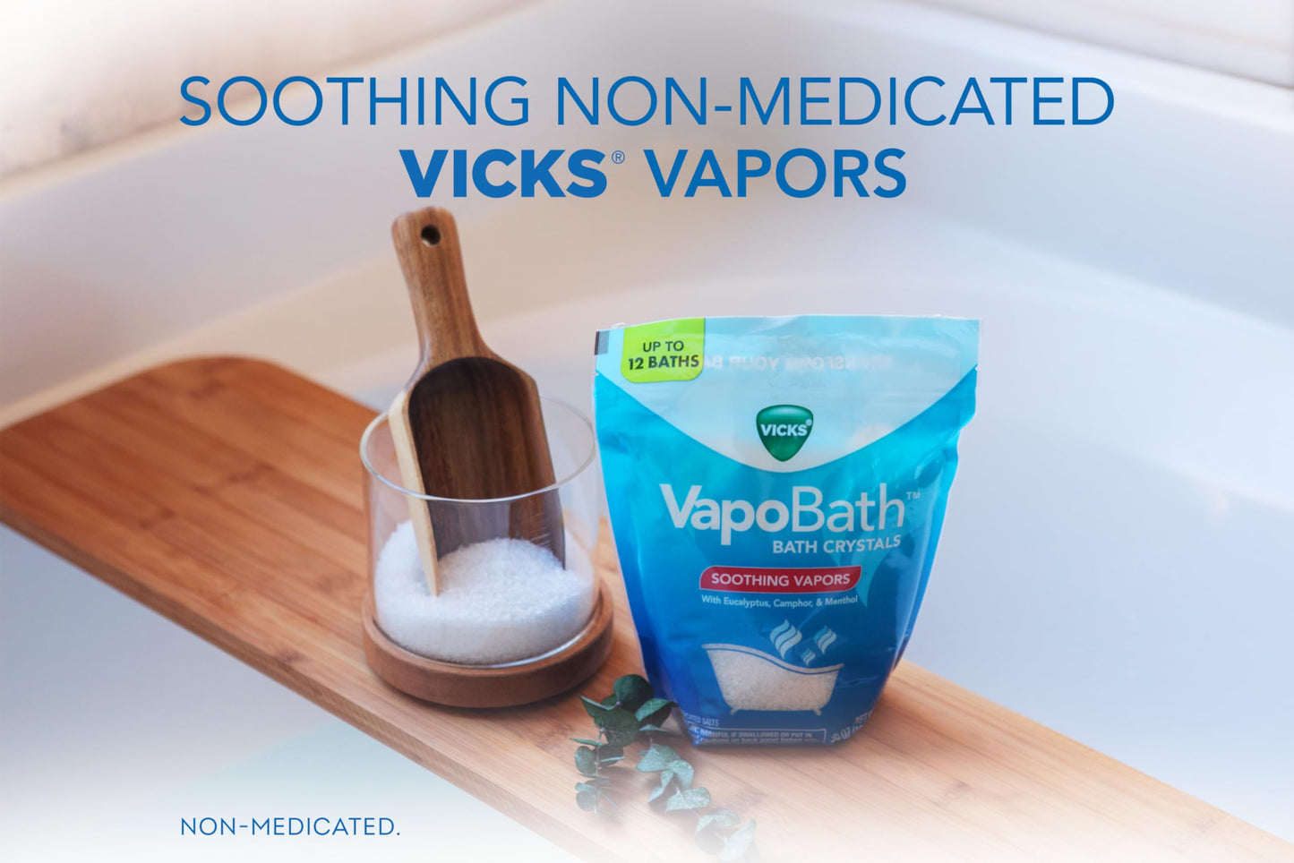 Vicks VapoBath, Bath Salts, Bath Bomb, Non-Medicated Bath Crystals, Comforting Vicks Vapors, Vapor Bath, Aromatherapy with Eucalyptus and Menthol…