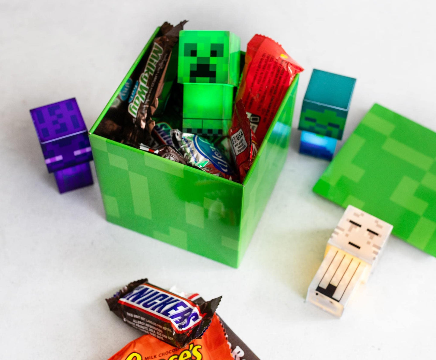 Minecraft Creeper 4-Inch Tin Storage Box Cube Organizer with Lid | Basket Container, Cubby Cube Closet Organizer, Home Decor Playroom Accessories…
