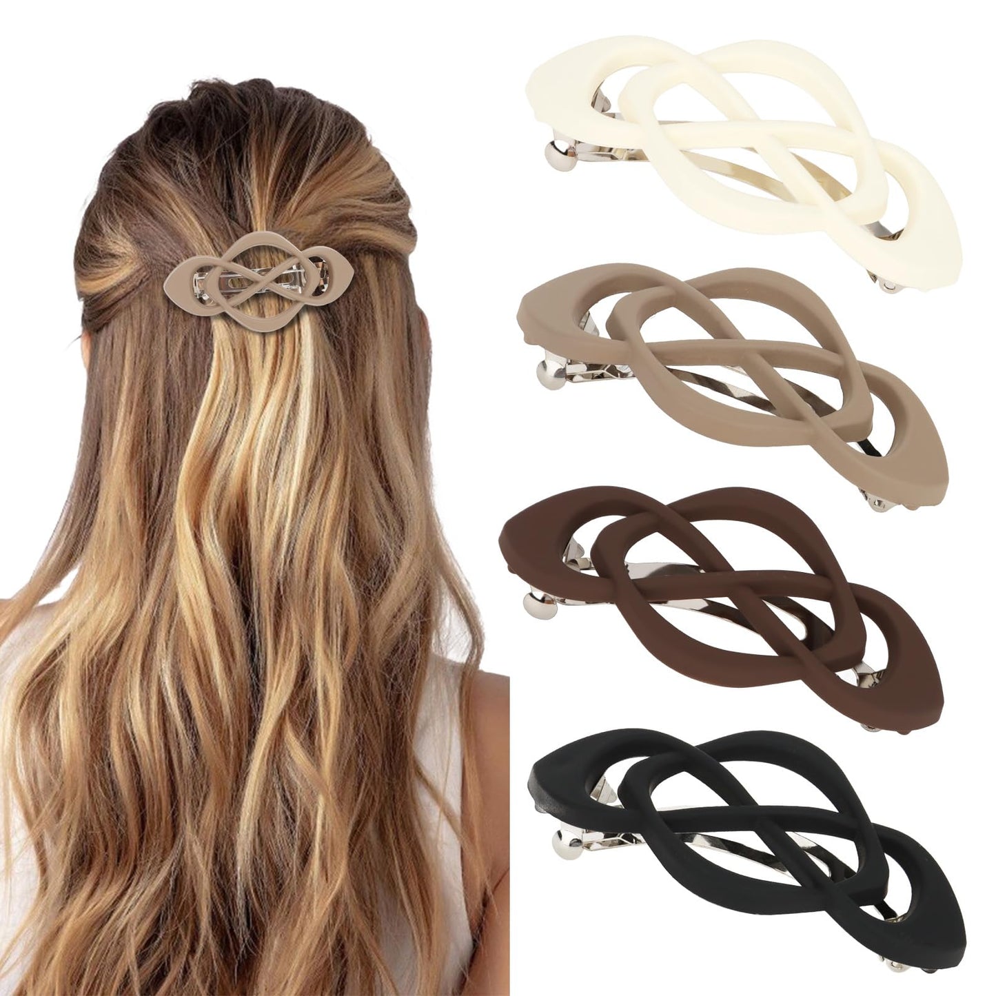 Amariver 4packs Hair Clips French Hair Barrettes for Women Beige Khaki Brown Black Accessories for Women Girls Beauty and Personal Care Amariver Default Title