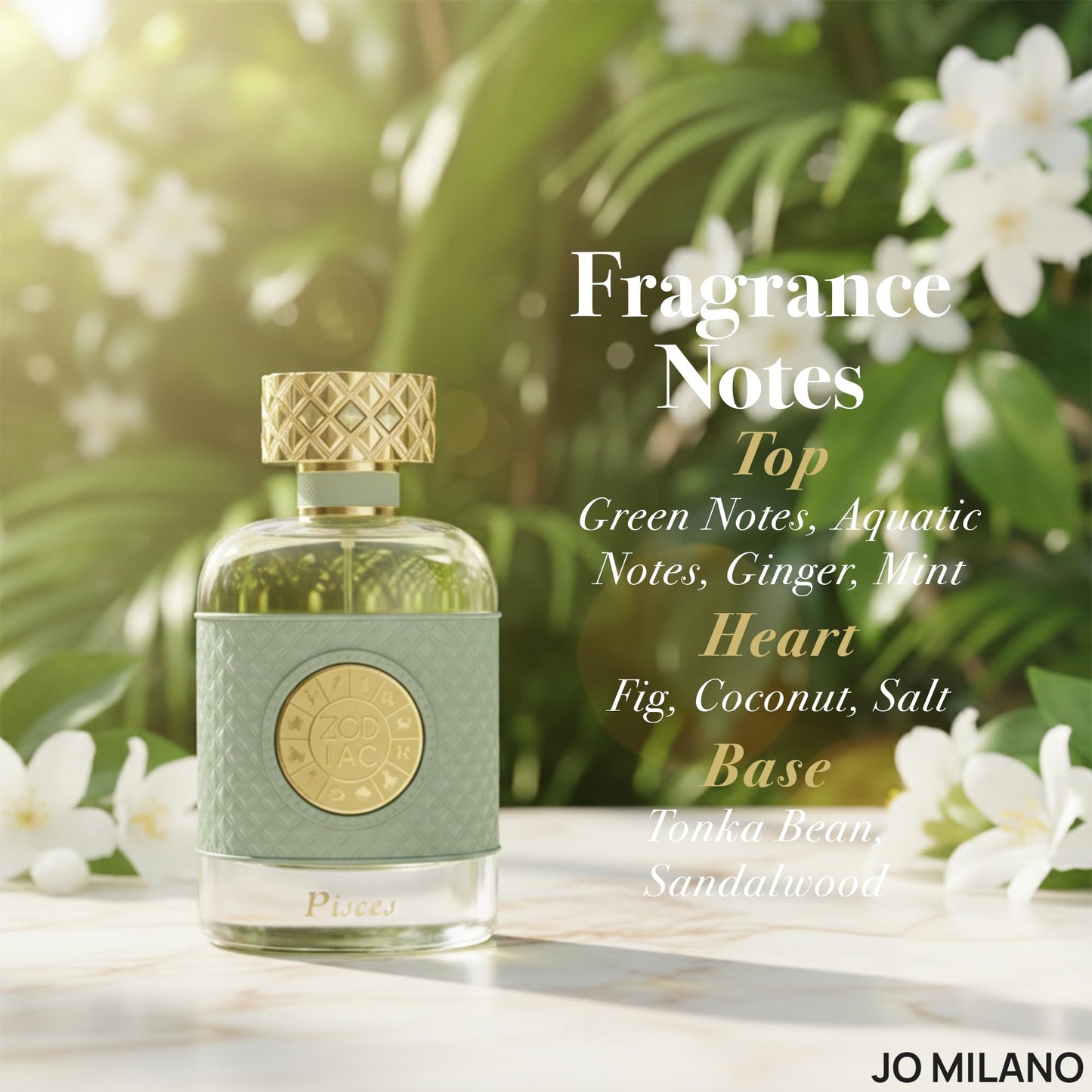 Jo Milano Zodiac Pisces Eau De Parfum Spray | 3.4 oz (100ml) | Sweet, Coconut, Vanilla, Oud, Warm, Mint Scent | Long Lasting Fragrance for Women
