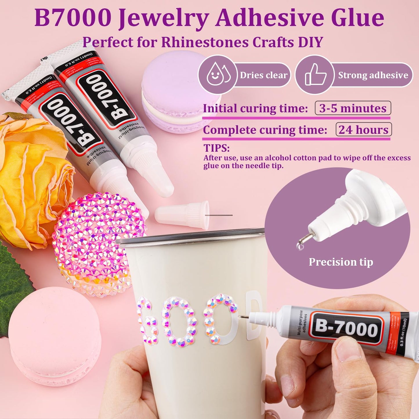 25000Pcs Resin Rhinestones for Crafting, Light Pink AB 2-6mm Mixed Sizes Non Hotfix Flatback Gems with 1Pcs Glue, Bedazzling Crystal for DIY Craft Beauty and Personal Care TINKRSTUFF