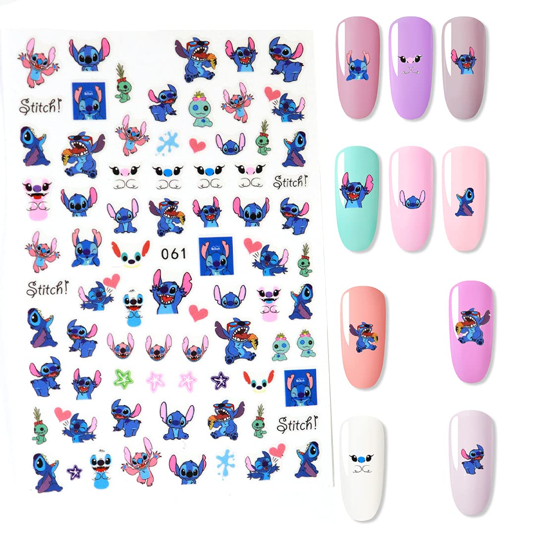 Cute Nail Stickers Kawaii Cartoon Nail Stikers Self-Adhesive Nail Decals for Women Girls Kids Nail Art Stickers (75+Decals)