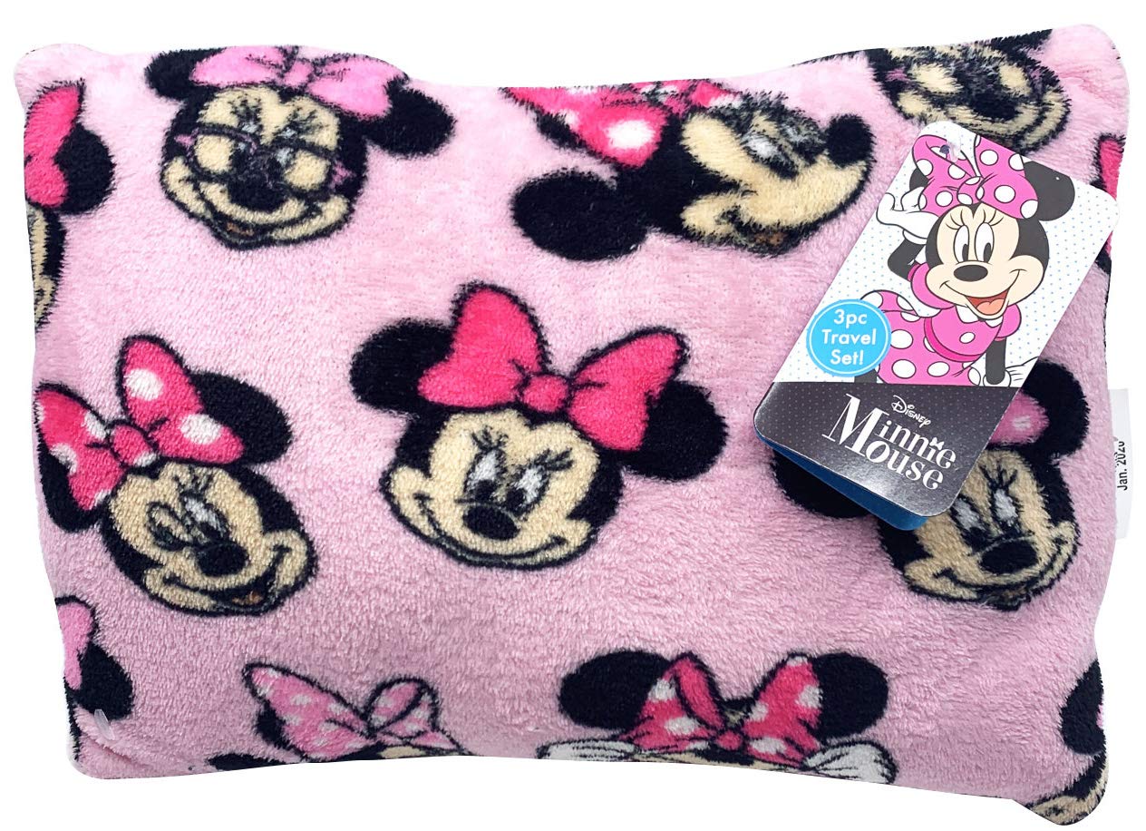 Jay Franco Disney Minnie Mouse Travel Set - 3 Piece Kids Travel Set Includes Blanket, Pillow, & Plush