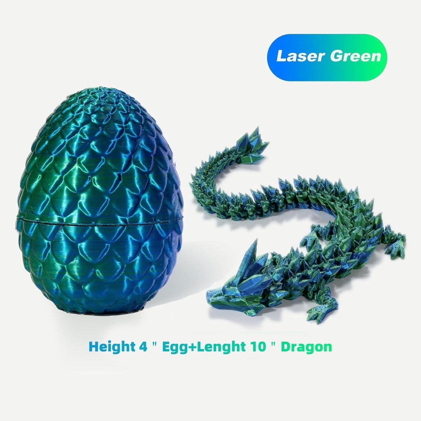 3D Printed Dragon with Surprise Egg – Dinosaur Egg Fidget Toy for Kids, Birthday, Halloween & Christmas Gift Decoration (Green)