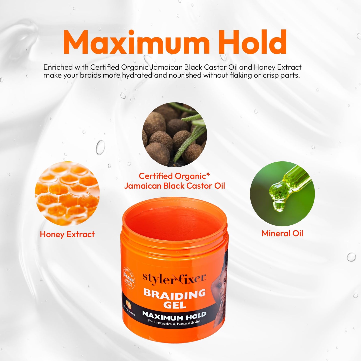 Red by Kiss Braiding Gel Maximum Hold Styler Fixer for Box Braids & Cornrows, Hydrating, Conditioning, Long-Lasting Frizz Control, 4C Moisturizing