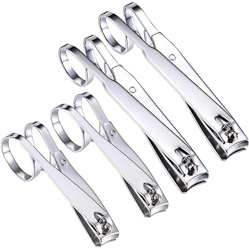 Mudder 4 Pack EZ Grip Nail Clipper Set Sharp Stainless Steel Fingernail and Toenail Clipper Cutters Trimmer Long Handle Travel Nail Kit for Men