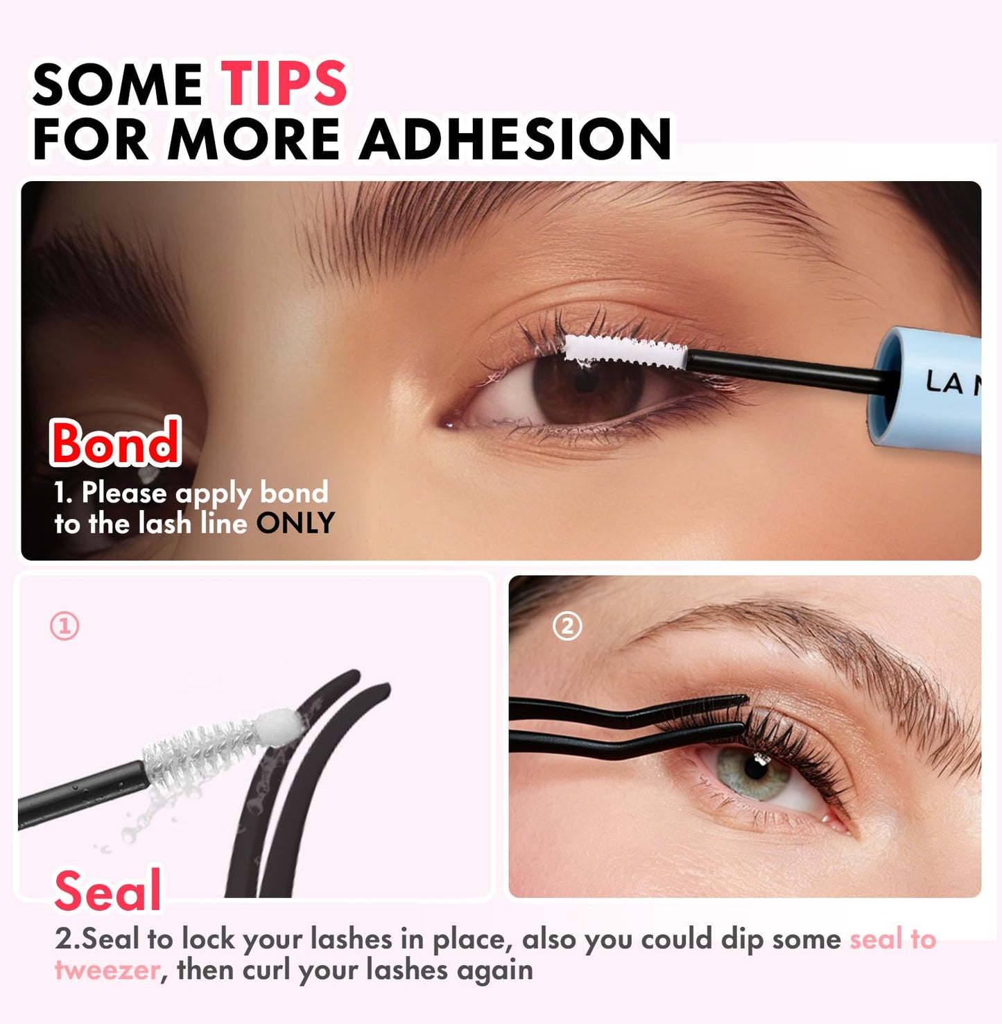LA MAESII Lash Bond and Seal 10ML, Lash Cluster Glue Waterproof,Long Lasting Lash Glue for Eyelash Clusters,2 in 1 Eyelash Glue Quick Dry Latex Free Beauty and Personal Care La Maesii