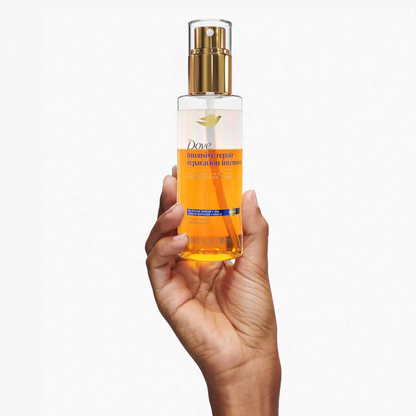 Dove Damage Therapy Intensive Repair with Amino Serum Bi-Phase Serum + Oil Hair Spray for Shine, Frizz Control, and Split Ends 3.9 oz