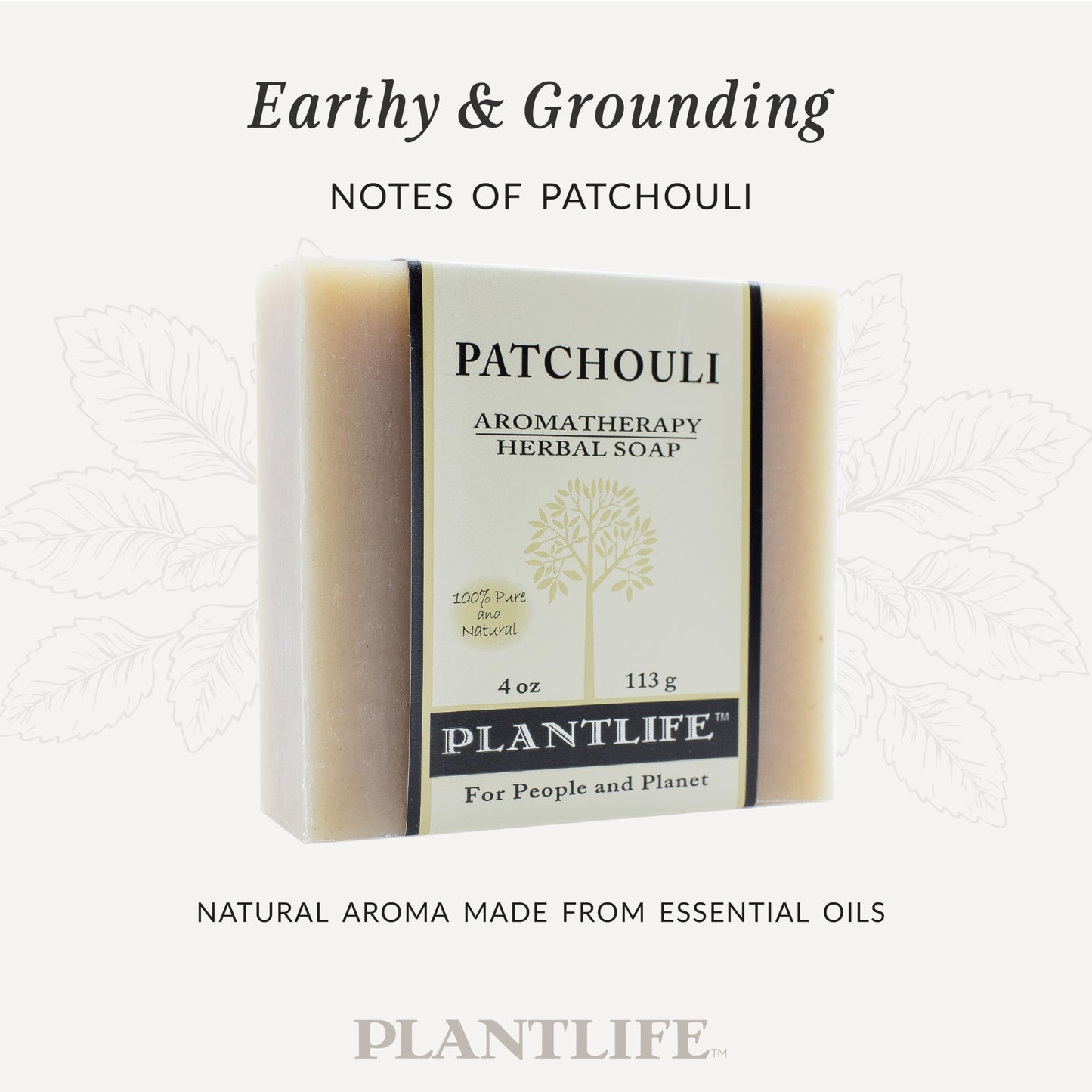 Plantlife Patchouli Bar Soap - Moisturizing and Soothing Soap for Your Skin - Hand Crafted Using Plant-Based Ingredients - Made in California 4oz Bar