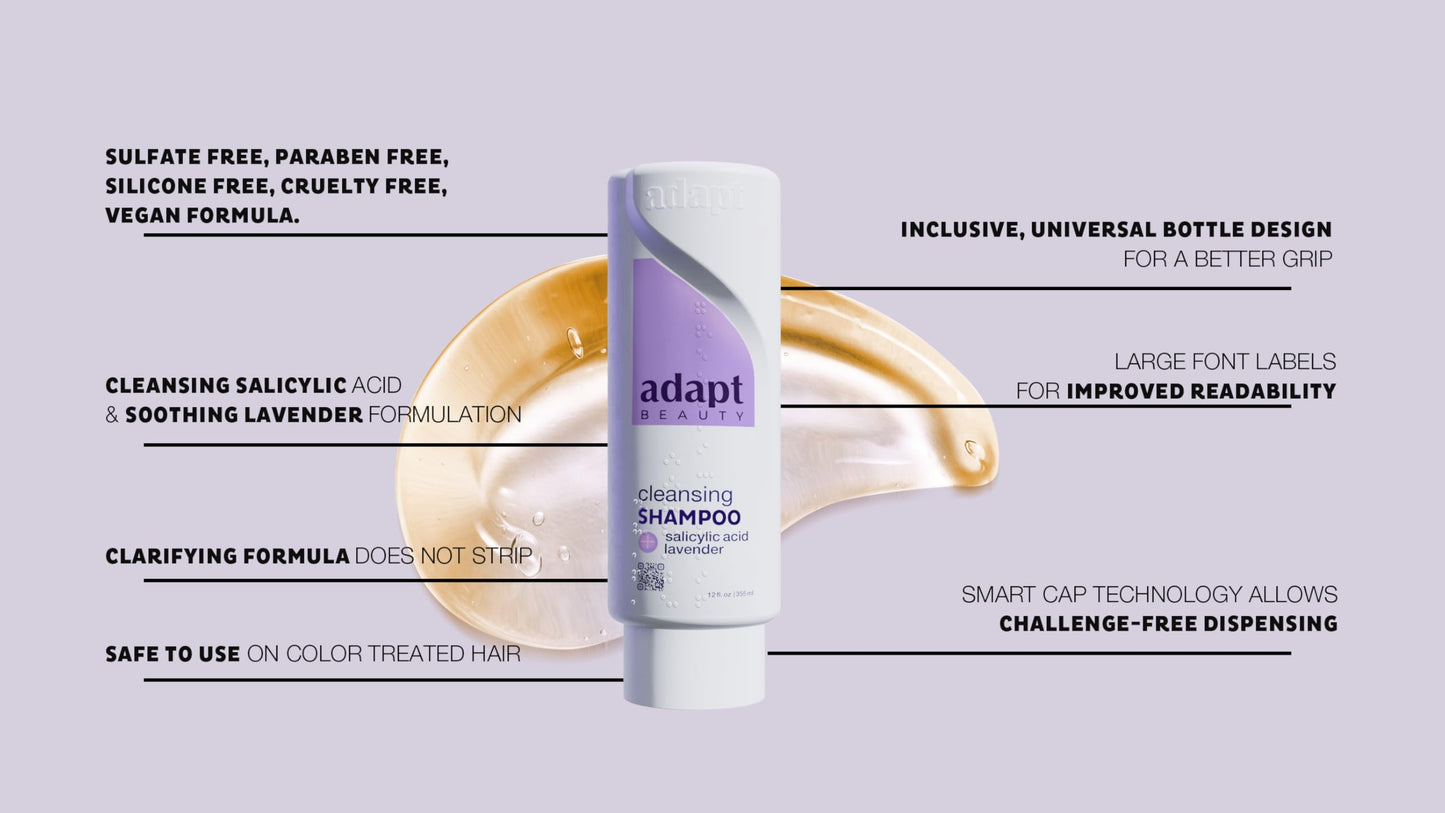 Adapt Beauty Shampoo and Conditioner Set with salicylic acid, hyaluronic acid and lavender - Inclusive, Fast-Rinse, Sulfate-Free Formula