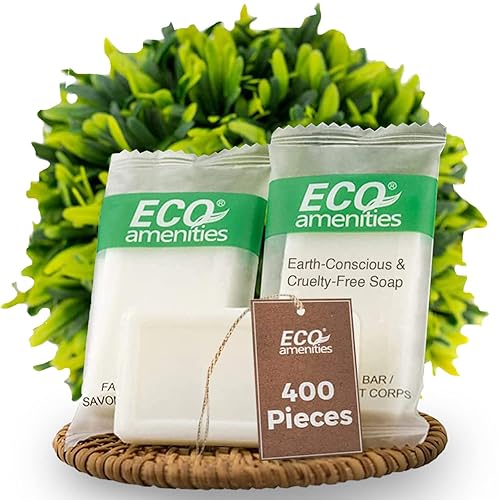 ECO Amenities Travel Size Bar Soap - 400 PACK, 0.5 oz Mini Soap Bars, Hotel Soap Bars, Travel Size Toiletries - Individually Wrapped Bulk Soap Bar
