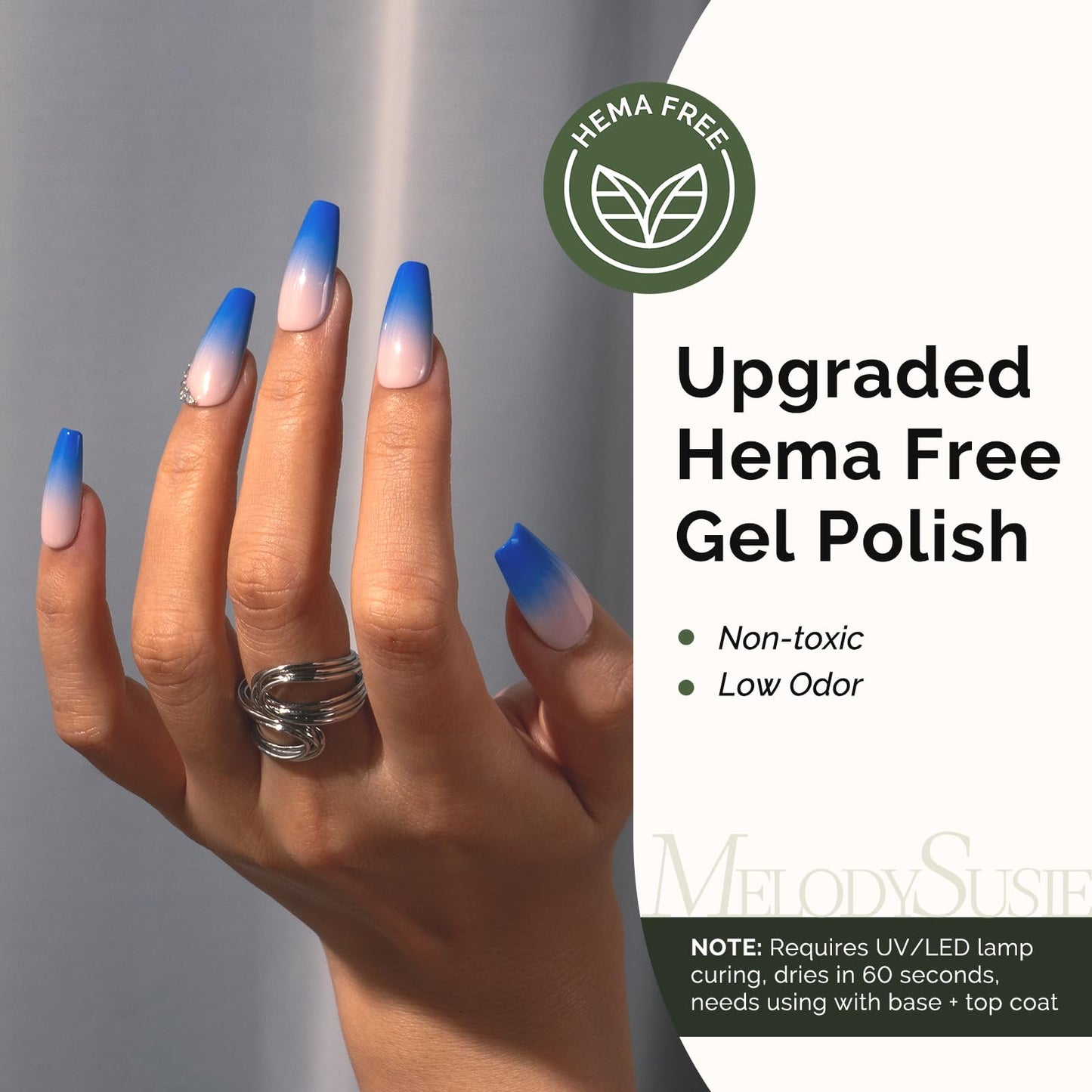 MelodySusie Hema Free Gel Nail Polish, 0.5 Fl Oz Thick Royal Blue Gel Polish, Non Toxic, Long Lasting, Soak Off UV Nail Polish, Manicure Nail Design Beauty and Personal Care MelodySusie