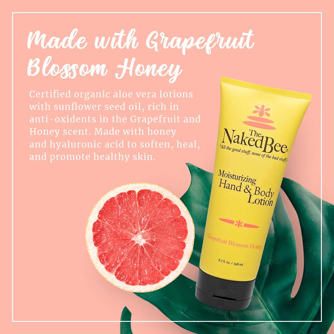 The Naked Bee Body Lotion & Hair Spray Grapefruit Blossom Honey Head To Toe Duo - Moisturizing Body Lotion for Dry Skin & Hair Perfume Spray for Women Beauty and Personal Care The Naked Bee