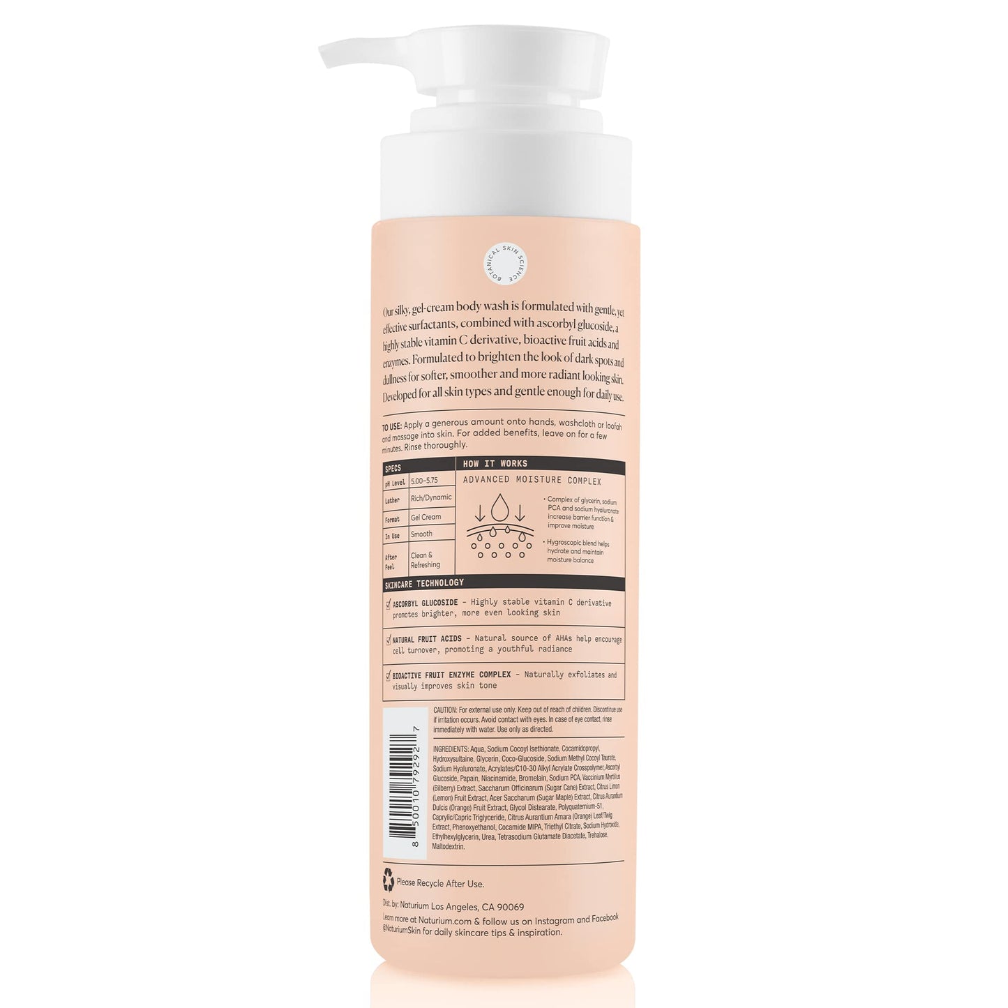 Naturium The Brightener Vitamin C Body Wash, Gentle Cleanser for Smoother-Looking Skin, Removes Dirt, Oil & Other Impurities, 16.9 oz