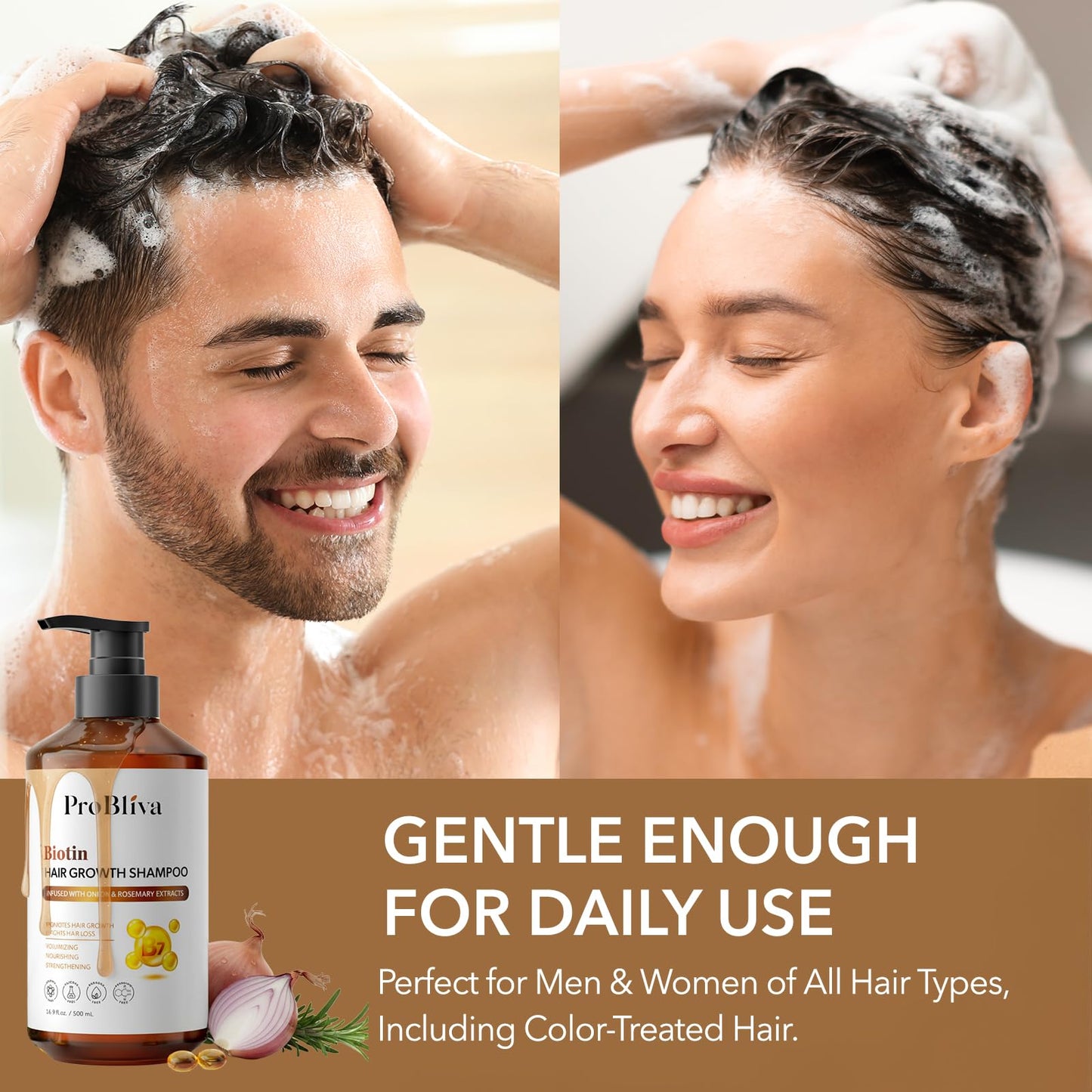 ProBliva Biotin Shampoo and Onion Conditioner Set for Thinning Hair in Adults 30+ - Strengthening Duo Reduces Shedding, Supports Fuller & Stronger