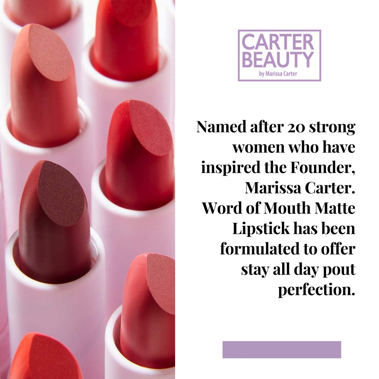 Carter Beauty By Marissa Carter Word Of Mouth Lipstick - Intense Color With A Smooth Matte Finish - Can Be Used With Free Speech Lip Tint For A Glossy