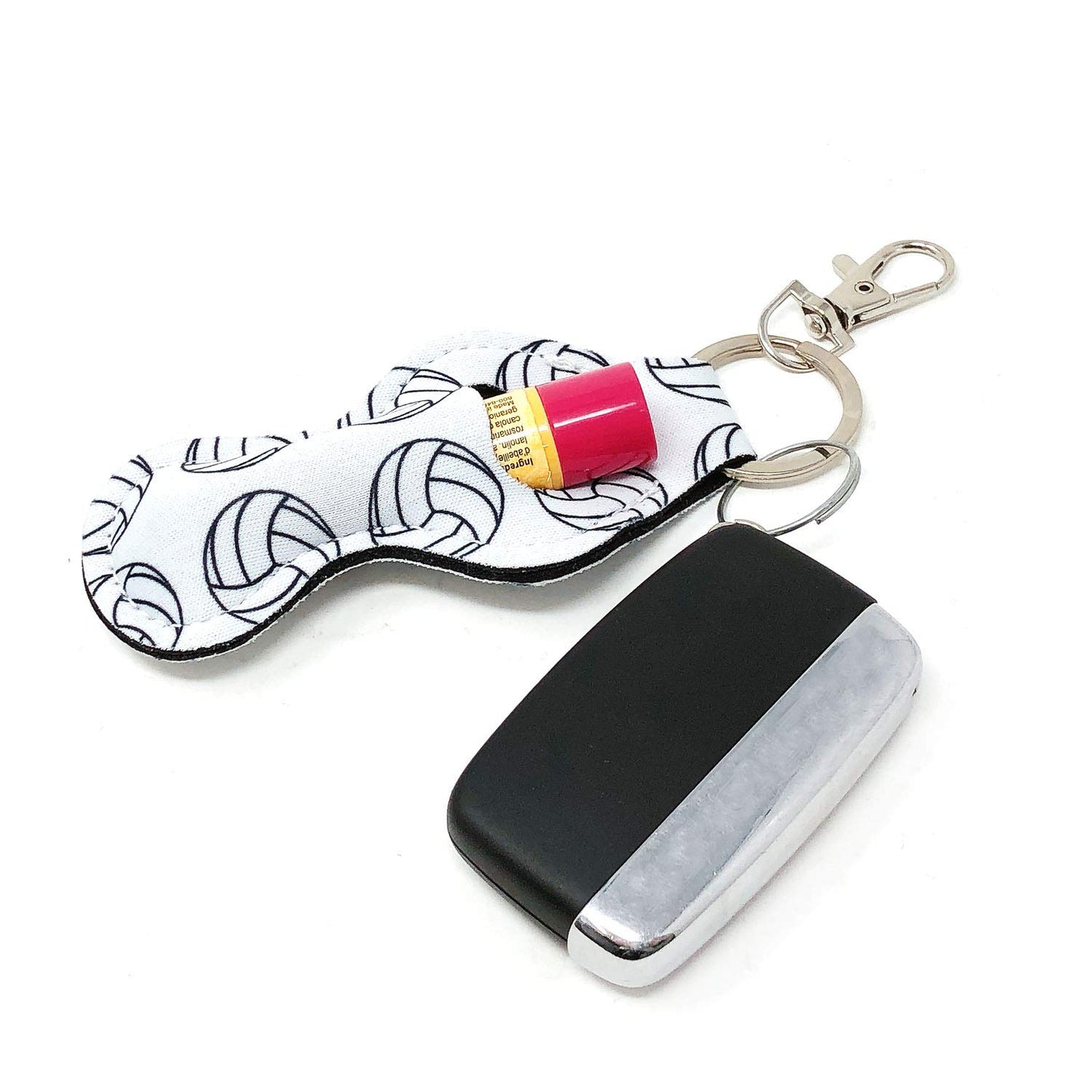 allydrew 10 Pack Chapstick Holder Keychain, Keyring for Lip Balm Lip Gloss Lipstick with 10 Pieces Metal Keyring Clasps, Volleyball