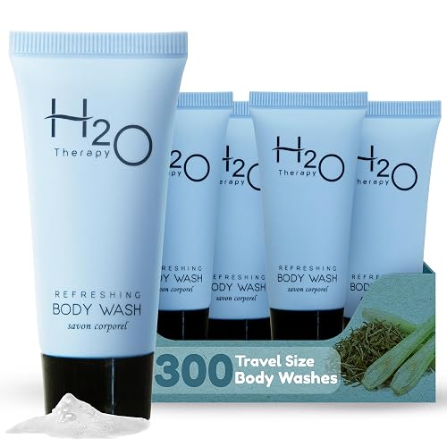 H2O Therapy Hotel Body Wash 0.85 oz Travel Size Bottles | Bulk 300 Pack | White Tea with Aloe & Olive Oil | Paraben Free Guest Amenities Complimentary Beauty & Personal Care H2O Therapy