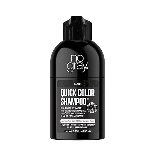 No Gray Quick Permanent Hair Color Shampoo, Black, 8.45 oz