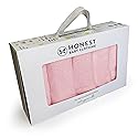 HonestBaby 10-Pack Terry Wash Cloths in Gift Box 100% Organic Cotton for Infant Baby Boys, Girls, 10-Pack Light Pink, One Size