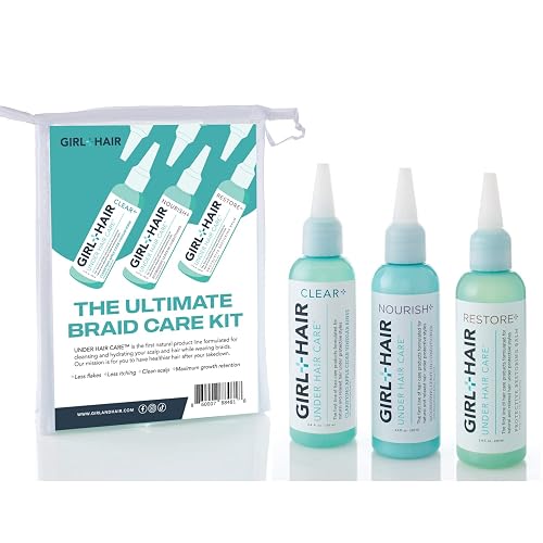 GIRL+HAIR Ultimate Braid Care Travel Set | Maintain Healthy Hair & Scalp with Clear + Nourish + Restore | Maximize Hair Strength | TSA Compliant (3 x