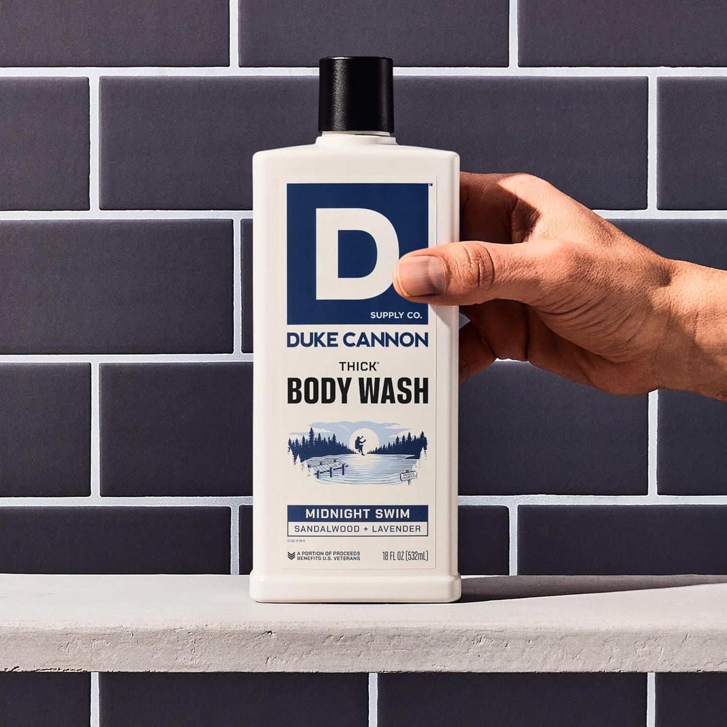Duke Cannon Supply Co. Thick High Viscosity Body Wash - 3X Thicker, Cleansing Shower and Bath Gel, Mineral-Enriched Body Wash for Men - Sandalwood +
