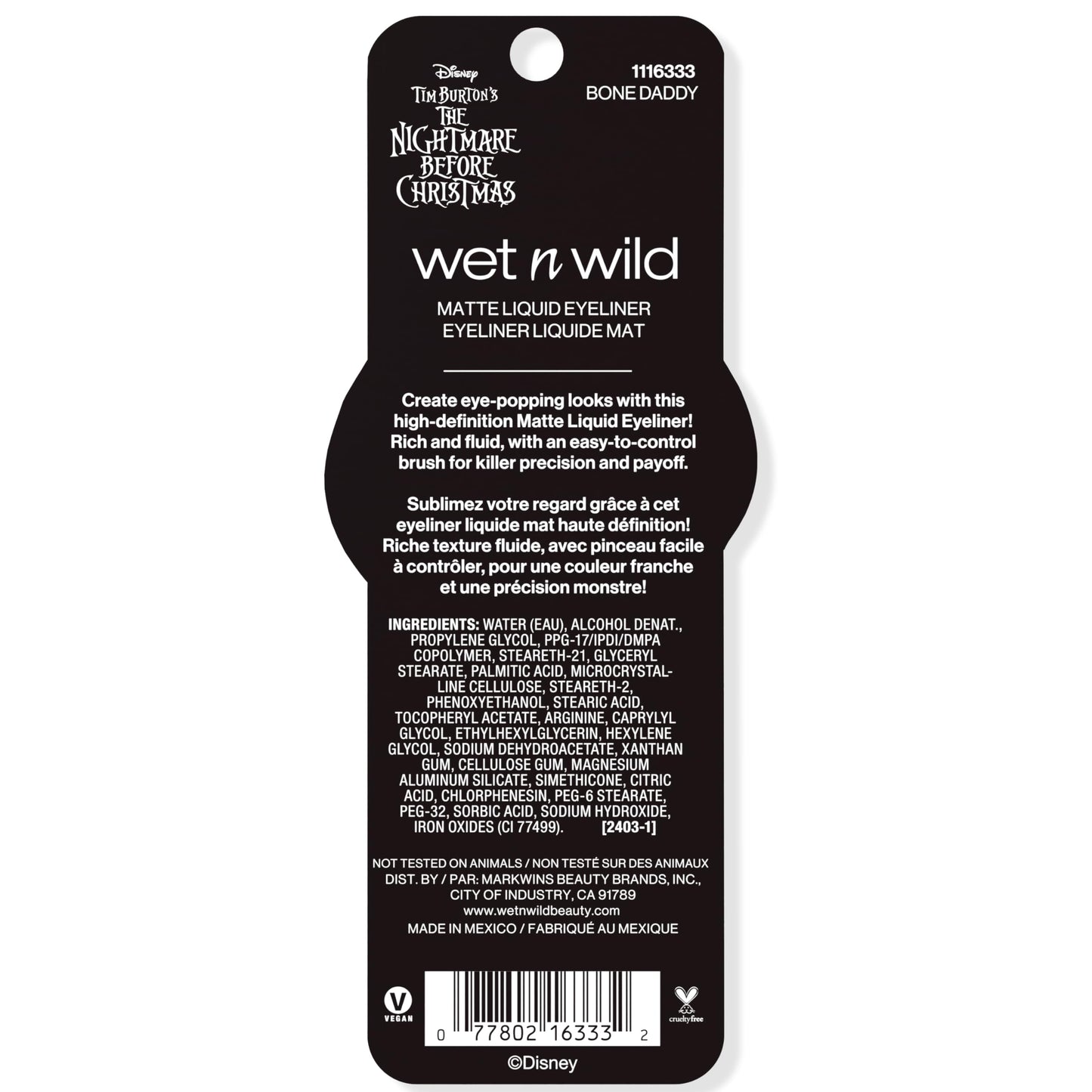 wet n wild Nightmare Before Christmas Matte Liquid Eyeliner, Ultra-Matte Rich Pigment, Easy Precision Flexible Brush Tip, Travel-Friendly
