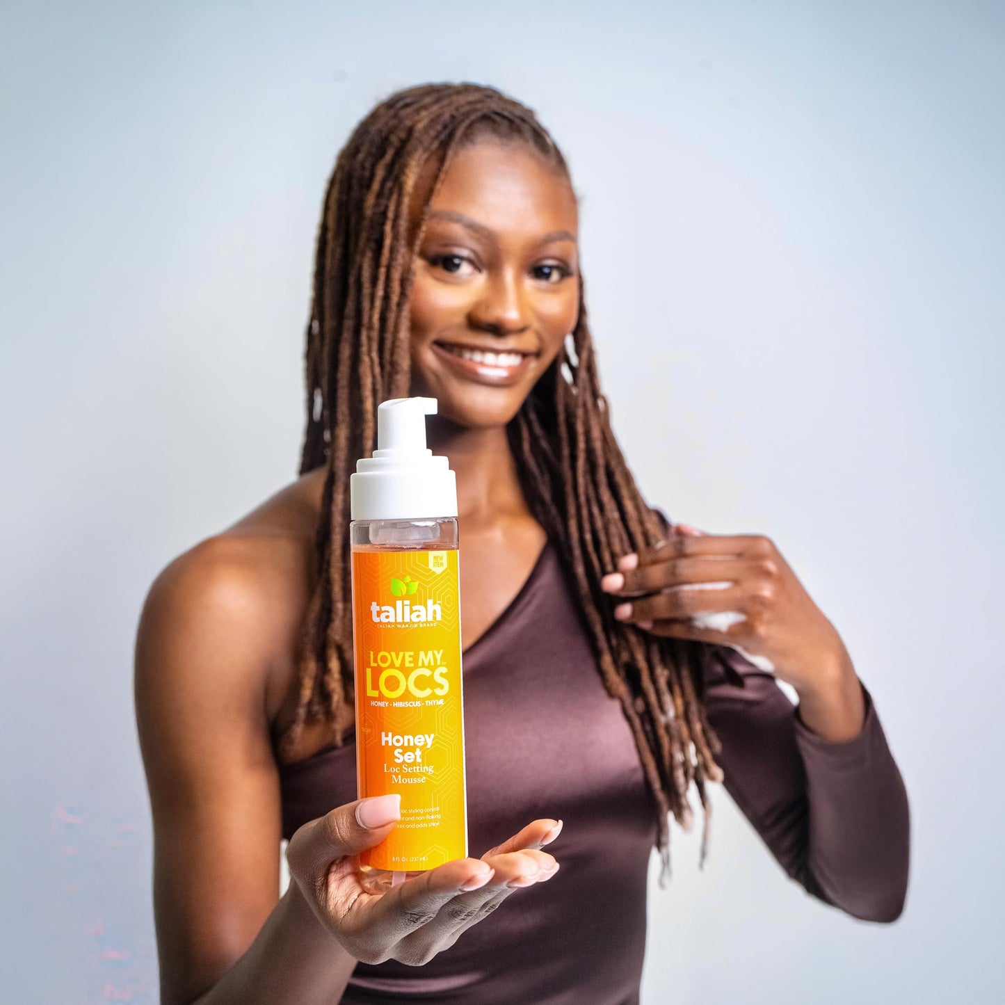 Taliah Waajid Love My Locs Honey Set Loc Hair Mousse 8oz - Alcohol-Free, Moisturizing, Firm Hold Mousse for Locs, Twists & Braids, Natural Hair